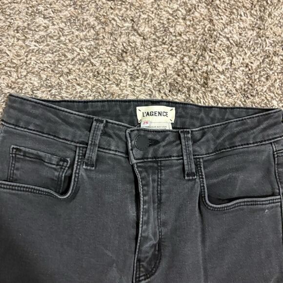 L'AGENCE Margot High Rise Distressed Skinny Washed Black Jeans 25 - Picture 5 of 11